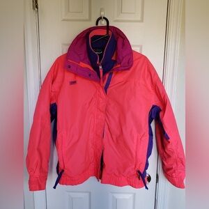 Vintage Women's Columbia Bugaboo Hot Pink Ski Jacket 2 in 1 fleece lining Y2K